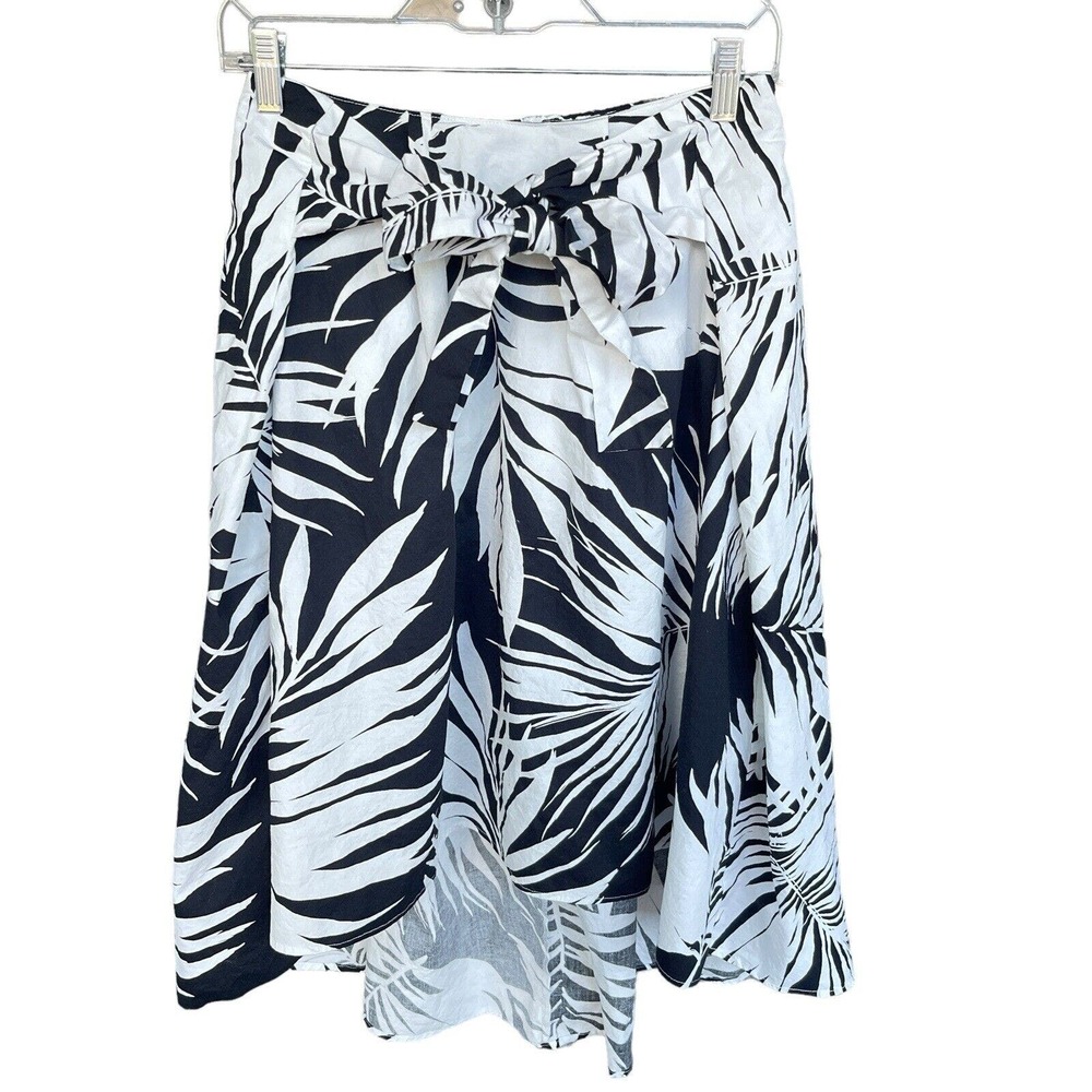 Who What Wear Skirt Womens Size‎ 6 Black White Hi Low Tropical Lined Full Lined